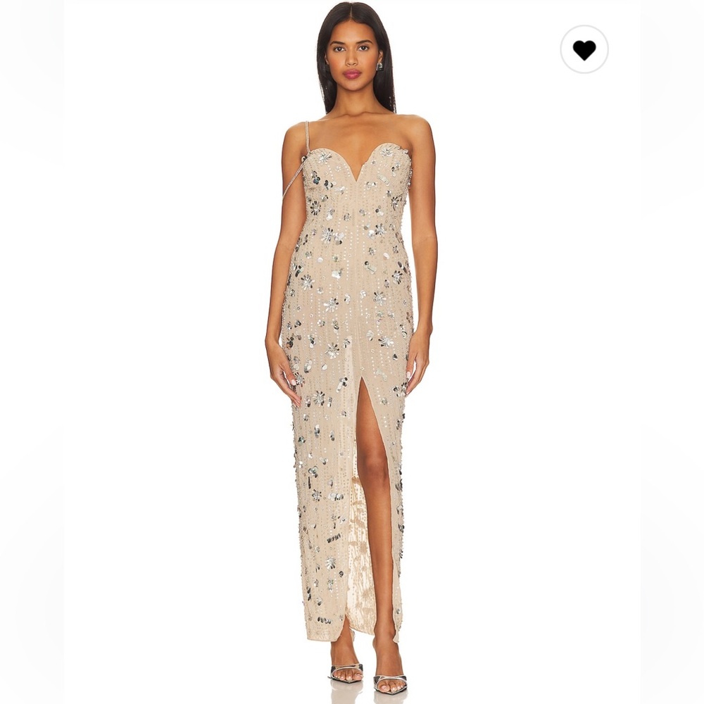 Camila Coelho Tonia Embellished Maxi Dress in Neutral